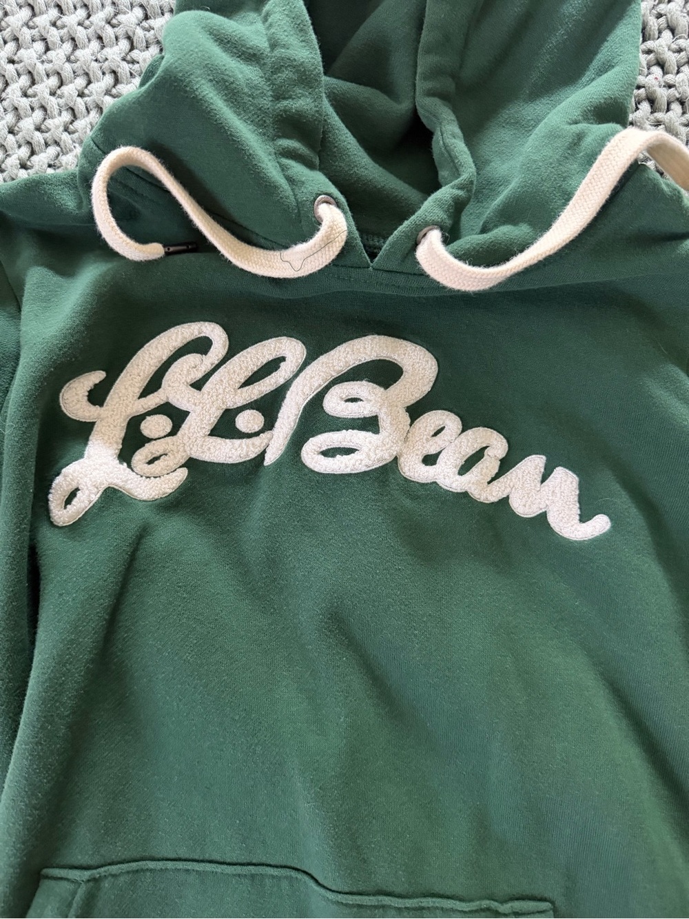 L.L. Bean Green Hoodie with Cream Logo and Drawstrings - Picture 2 of 3